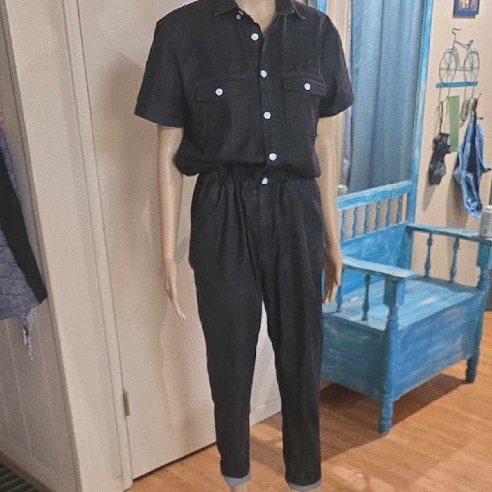 Black Denim Coveralls/jumpsuit